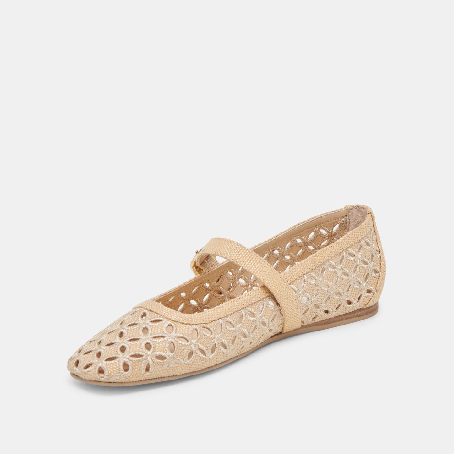 RODNI EYELET PERF BALLET FLATS LT NATURAL WOVEN RAFFIA Dolce Vita