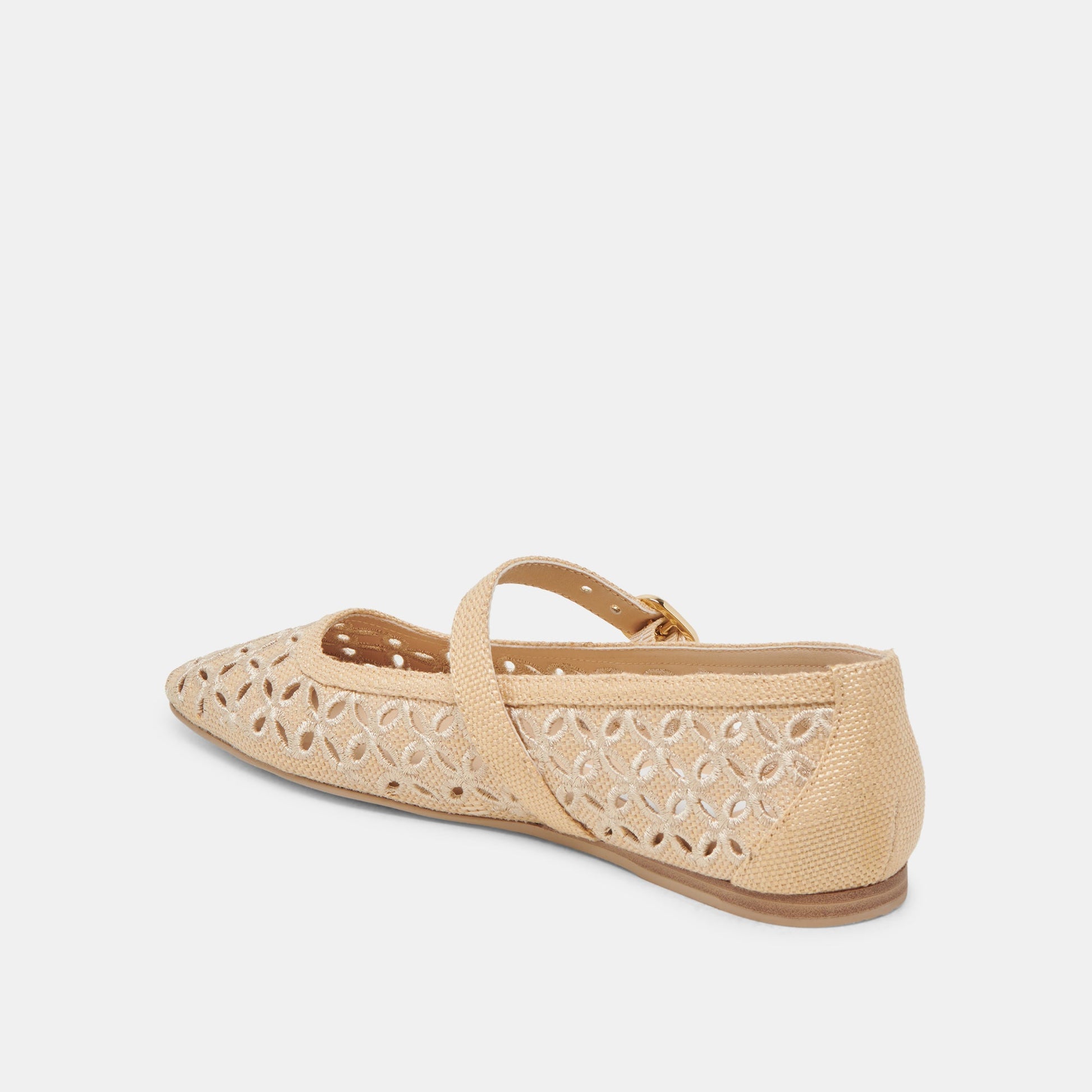 RODNI EYELET PERF BALLET FLATS LT NATURAL WOVEN RAFFIA Dolce Vita
