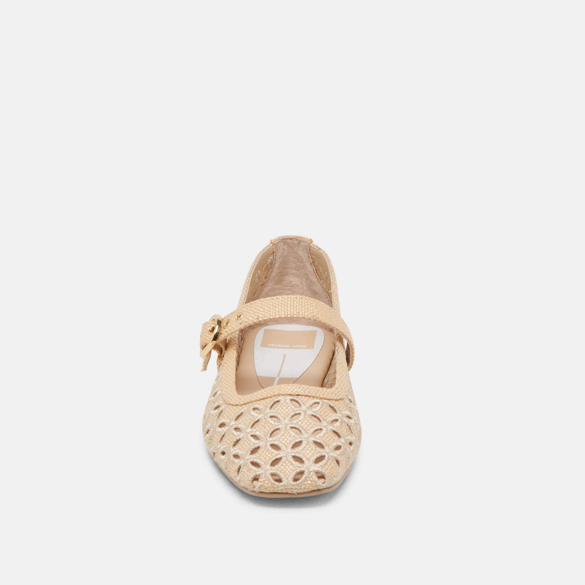 RODNI EYELET PERF BALLET FLATS LT NATURAL WOVEN RAFFIA Dolce Vita