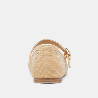 RODNI EYELET PERF BALLET FLATS LT NATURAL WOVEN RAFFIA Dolce Vita
