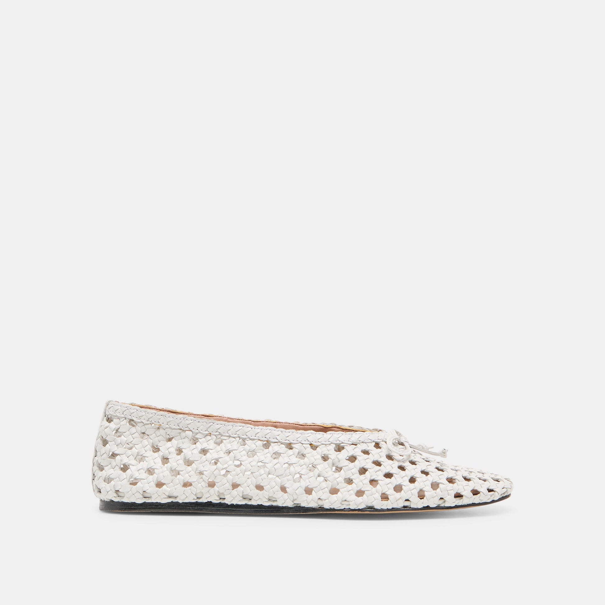 Edda Bone Woven Leather Ballet Flats Dolce Vita