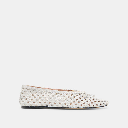 Edda Bone Woven Leather Ballet Flats Dolce Vita