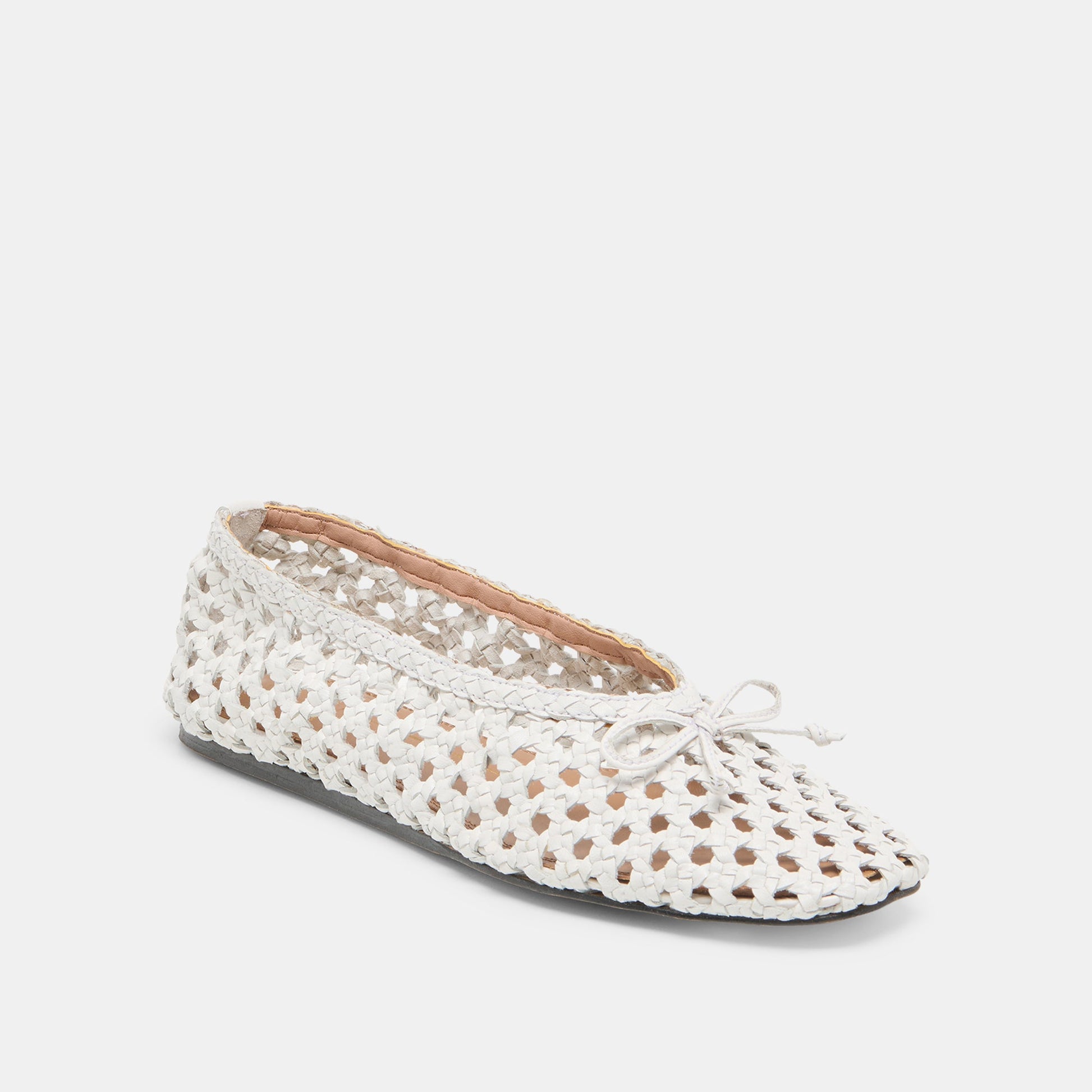 Edda Bone Woven Leather Ballet Flats Dolce Vita
