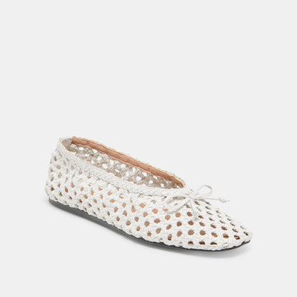 Edda Bone Woven Leather Ballet Flats Dolce Vita