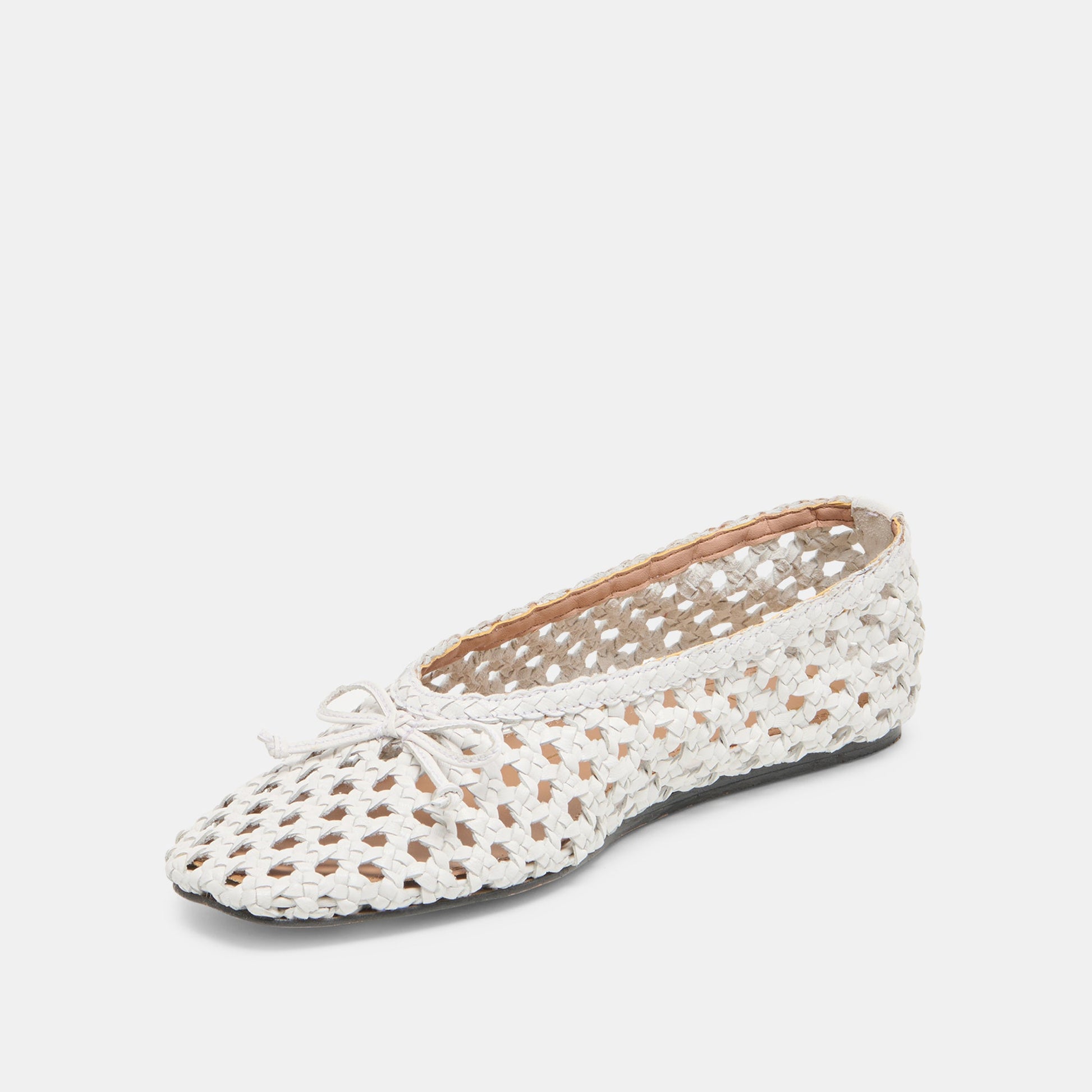 Edda Bone Woven Leather Ballet Flats Dolce Vita