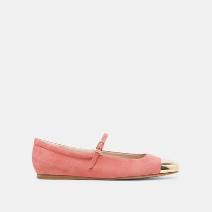 REYES TOE CAP BALLET FLATS CORAL SUEDE Dolce Vita