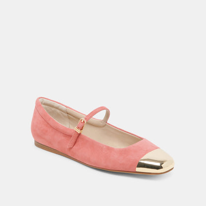 REYES TOE CAP BALLET FLATS CORAL SUEDE Dolce Vita