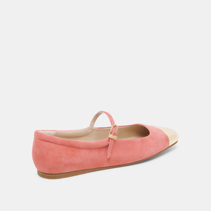 REYES TOE CAP BALLET FLATS CORAL SUEDE Dolce Vita