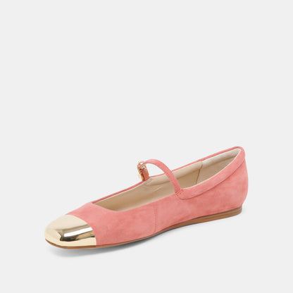 REYES TOE CAP BALLET FLATS CORAL SUEDE Dolce Vita