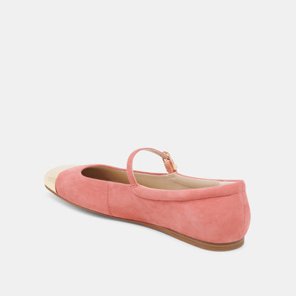 REYES TOE CAP BALLET FLATS CORAL SUEDE Dolce Vita