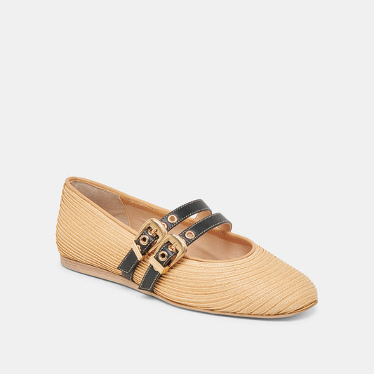 BAYLEE WIDE BALLET FLATS NATURAL RAFFIA Dolce Vita