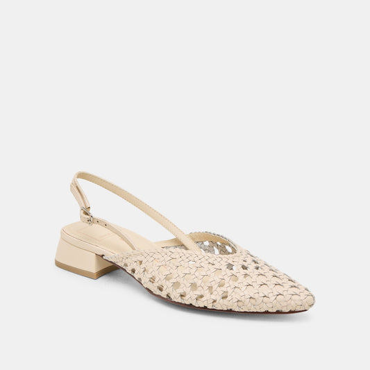 Birdie Off White Woven Leather Flats Dolce Vita
