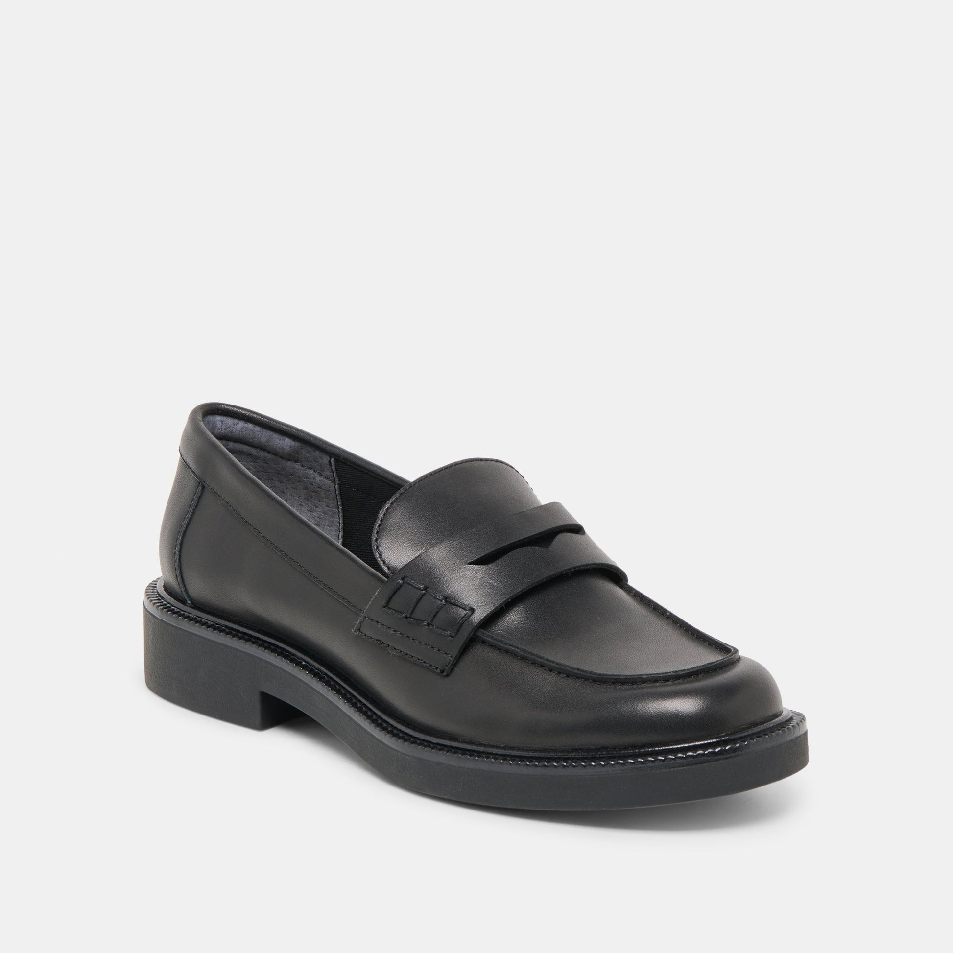 Tiggy Black Leather Loafers Dolce Vita