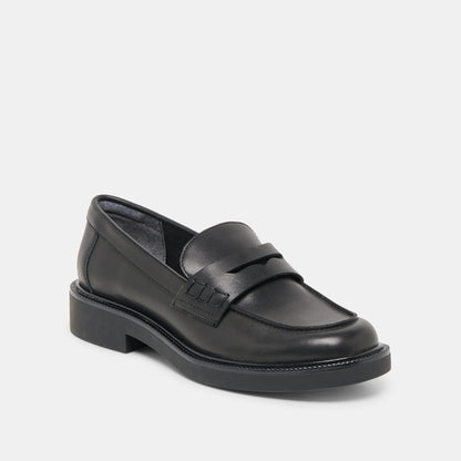 Tiggy Black Leather Loafers Dolce Vita