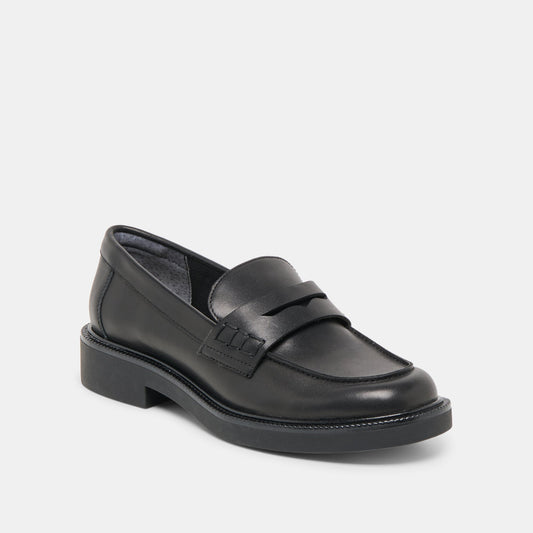 Tiggy Black Leather Loafers Dolce Vita