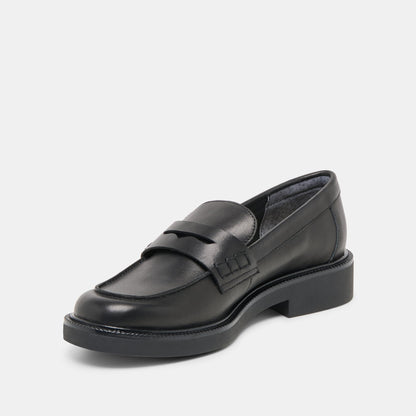 Tiggy Black Leather Loafers Dolce Vita