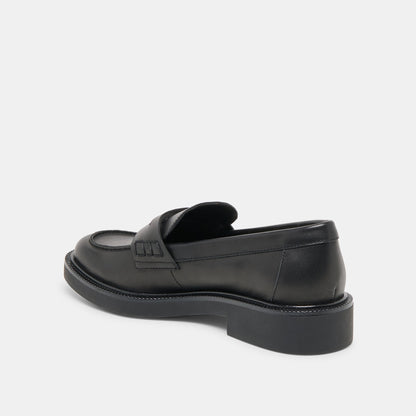 Tiggy Black Leather Loafers Dolce Vita