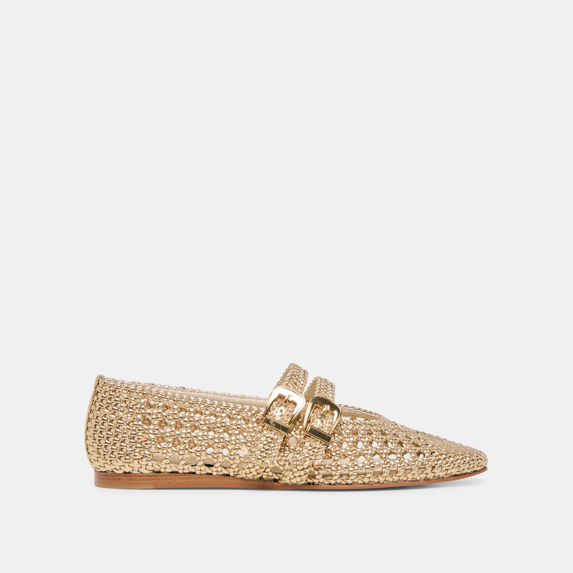 Baylee Gold Woven Stella Ballet Flats Dolce Vita