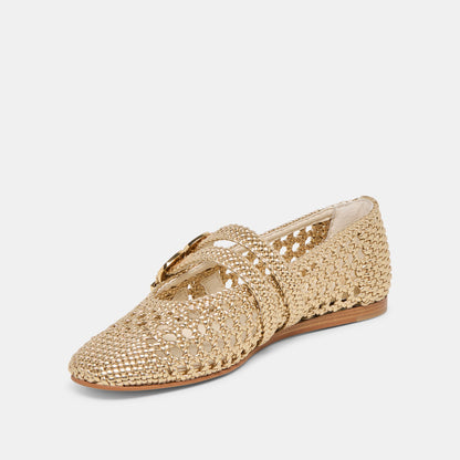 Baylee Gold Woven Stella Ballet Flats Dolce Vita