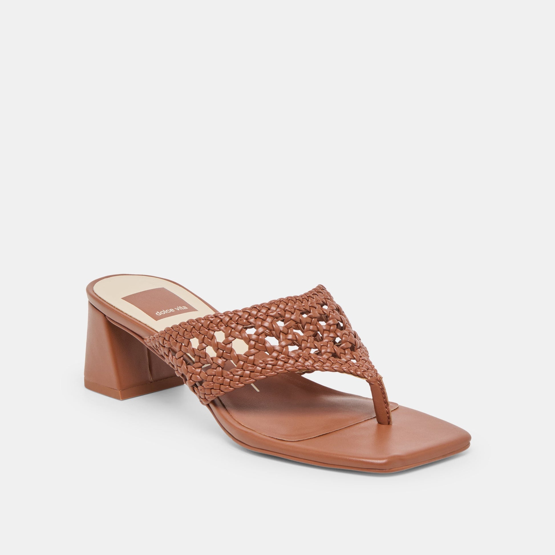 Barlo Cognac Woven Stella Heels Dolce Vita