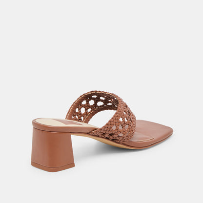 Barlo Cognac Woven Stella Heels Dolce Vita