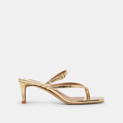 Biaga Gold Distressed Leather Heels Dolce Vita