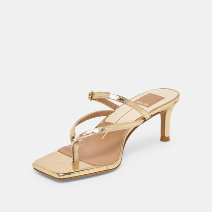 Biaga Gold Distressed Leather Heels Dolce Vita