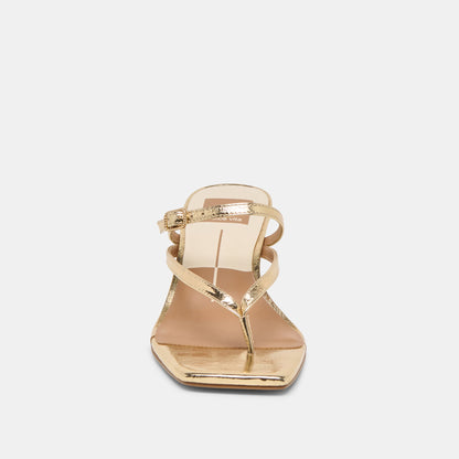 Biaga Gold Distressed Leather Heels Dolce Vita