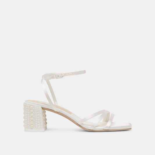 YSABEL PEARL HEELS TRUE WHITE SATIN Dolce Vita