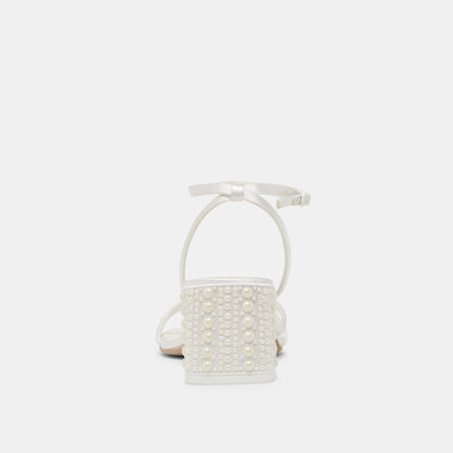 YSABEL PEARL HEELS TRUE WHITE SATIN Dolce Vita
