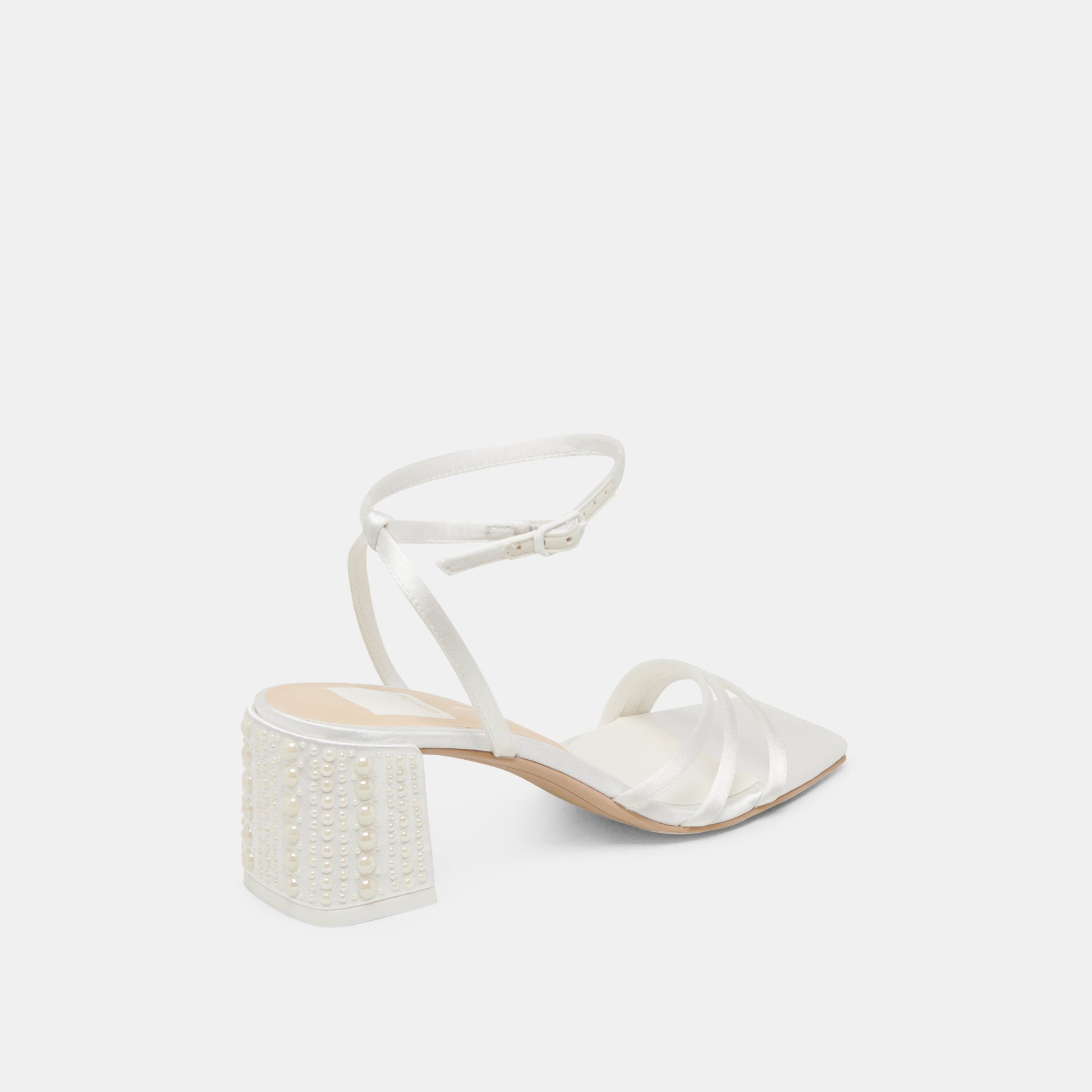 YSABEL PEARL HEELS TRUE WHITE SATIN Dolce Vita