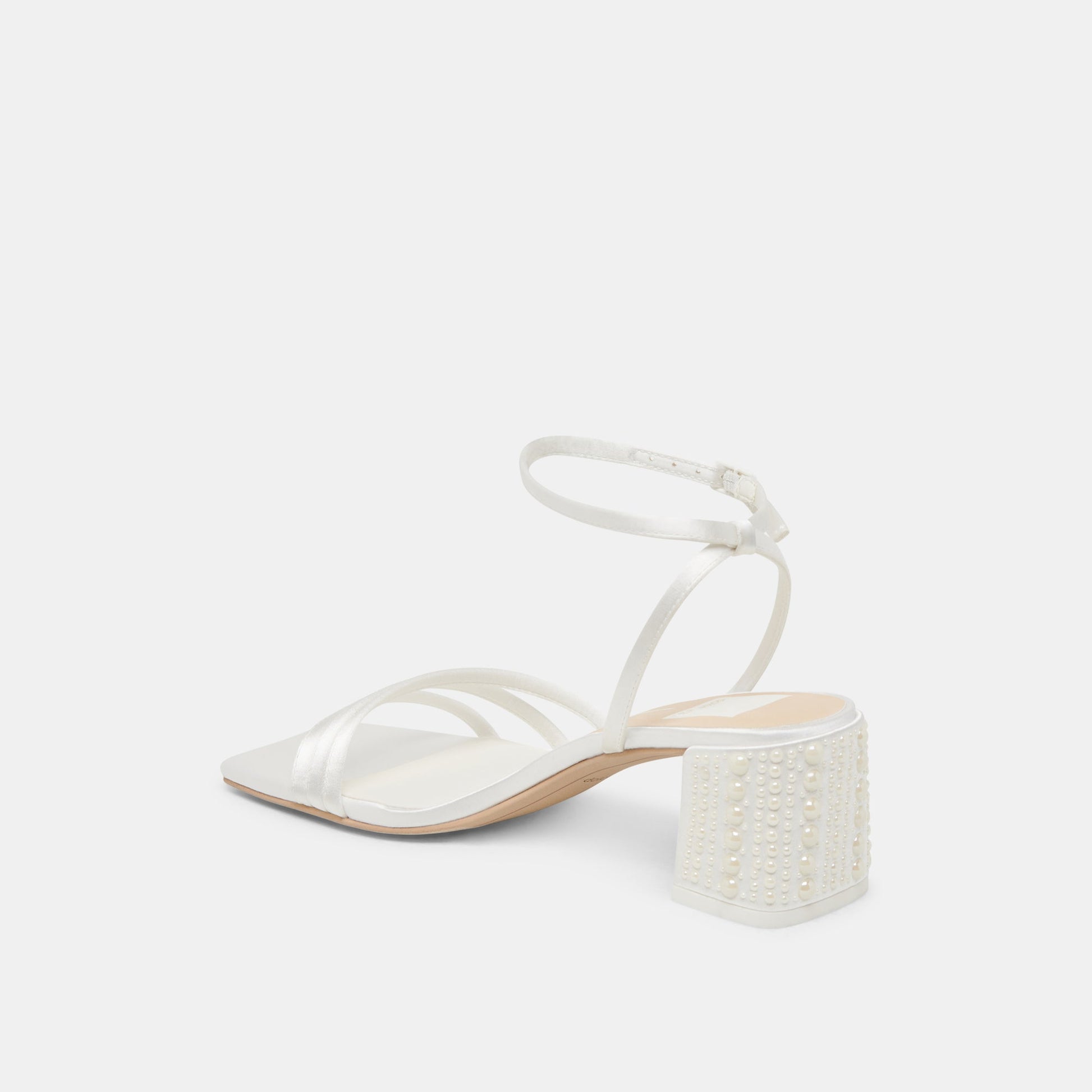 YSABEL PEARL HEELS TRUE WHITE SATIN Dolce Vita