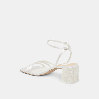 YSABEL PEARL HEELS TRUE WHITE SATIN Dolce Vita