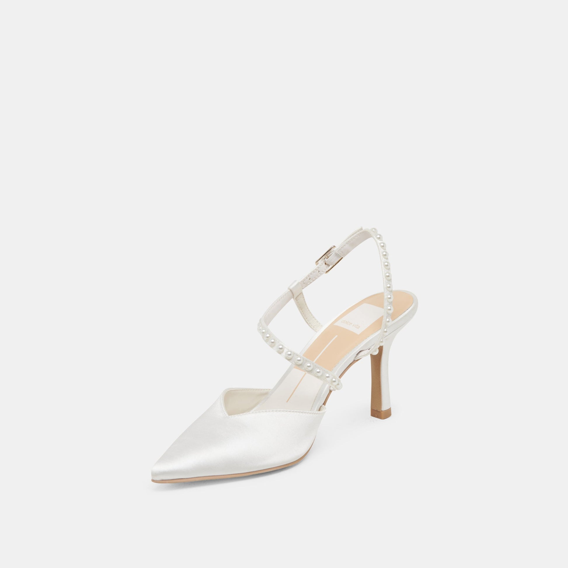 KAMRA PEARL HEELS TRUE WHITE SATIN Dolce Vita