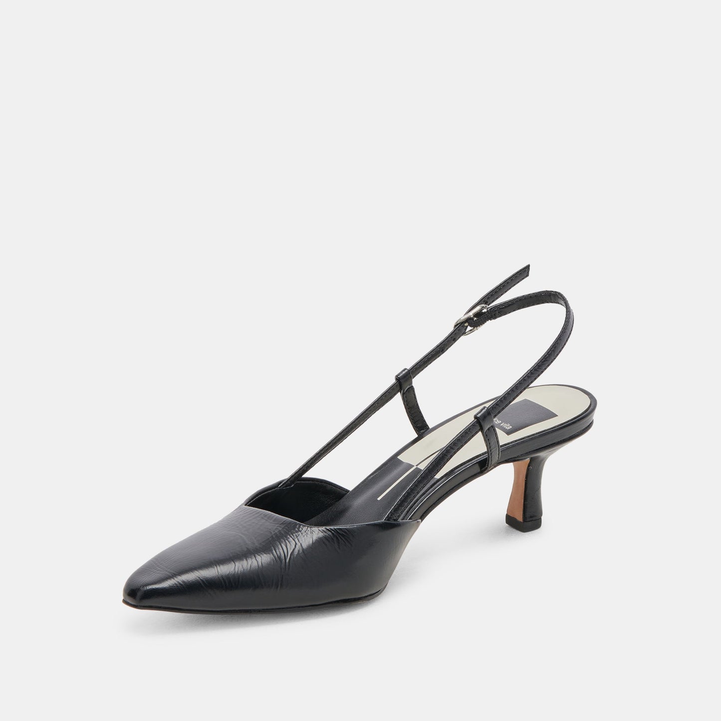 ODELA HEELS MIDNIGHT CRINKLE PATENT Dolce Vita