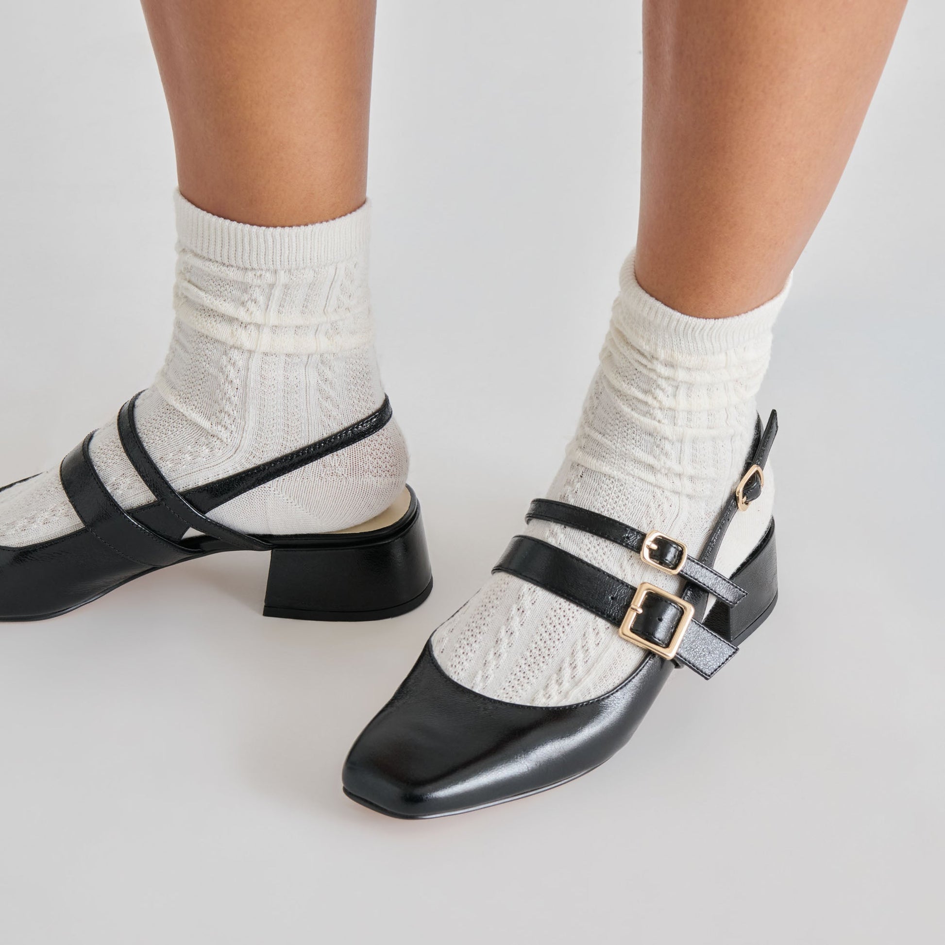 PATZY HEELS MIDNIGHT CRINKLE PATENT LEATHER Dolce Vita