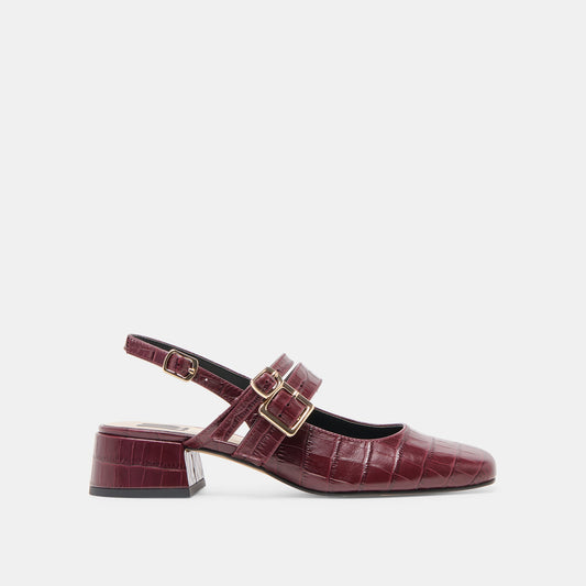 Patzy Oxblood Embossed Leather Heels Dolce Vita