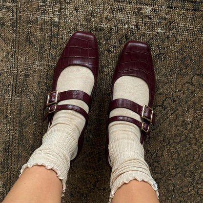 Patzy Oxblood Embossed Leather Heels Dolce Vita