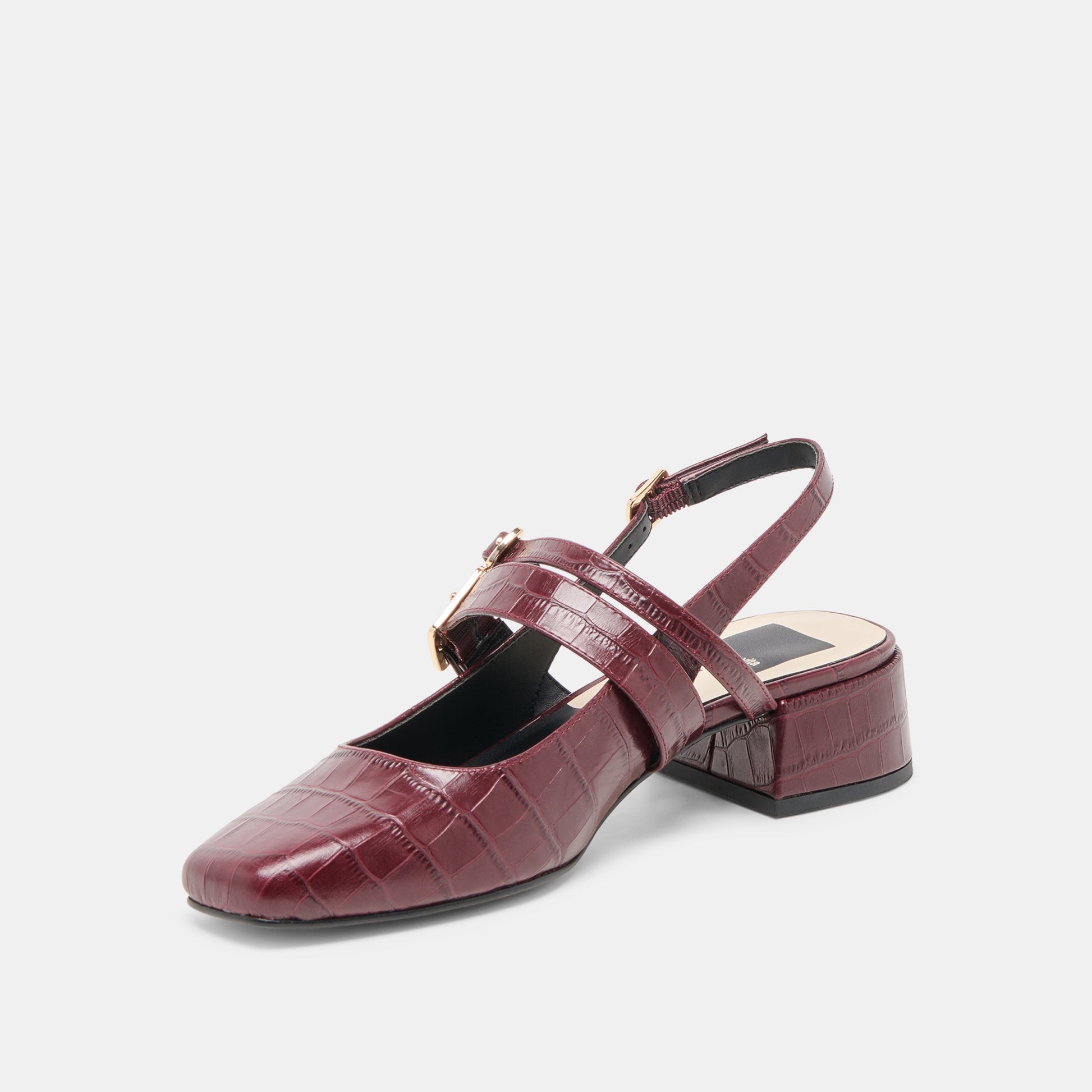 Patzy Oxblood Embossed Leather Heels Dolce Vita