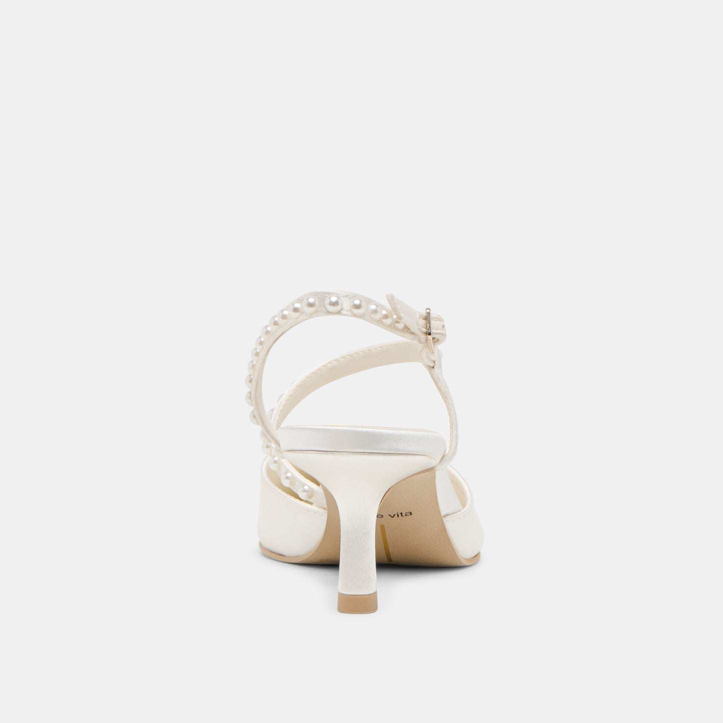 Kamra Pearl True White Satin Mid Heels Dolce Vita
