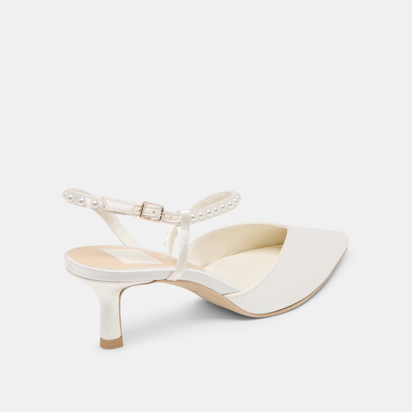Kamra Pearl True White Satin Mid Heels Dolce Vita