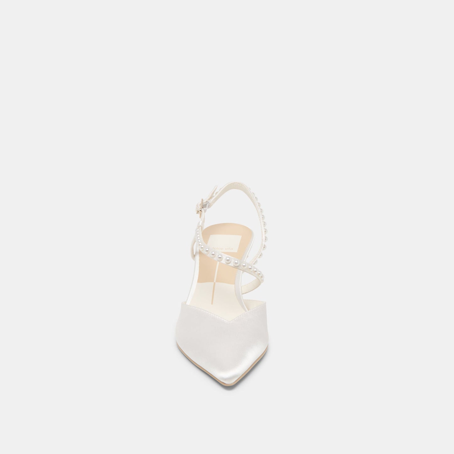 Kamra Pearl True White Satin Mid Heels Dolce Vita