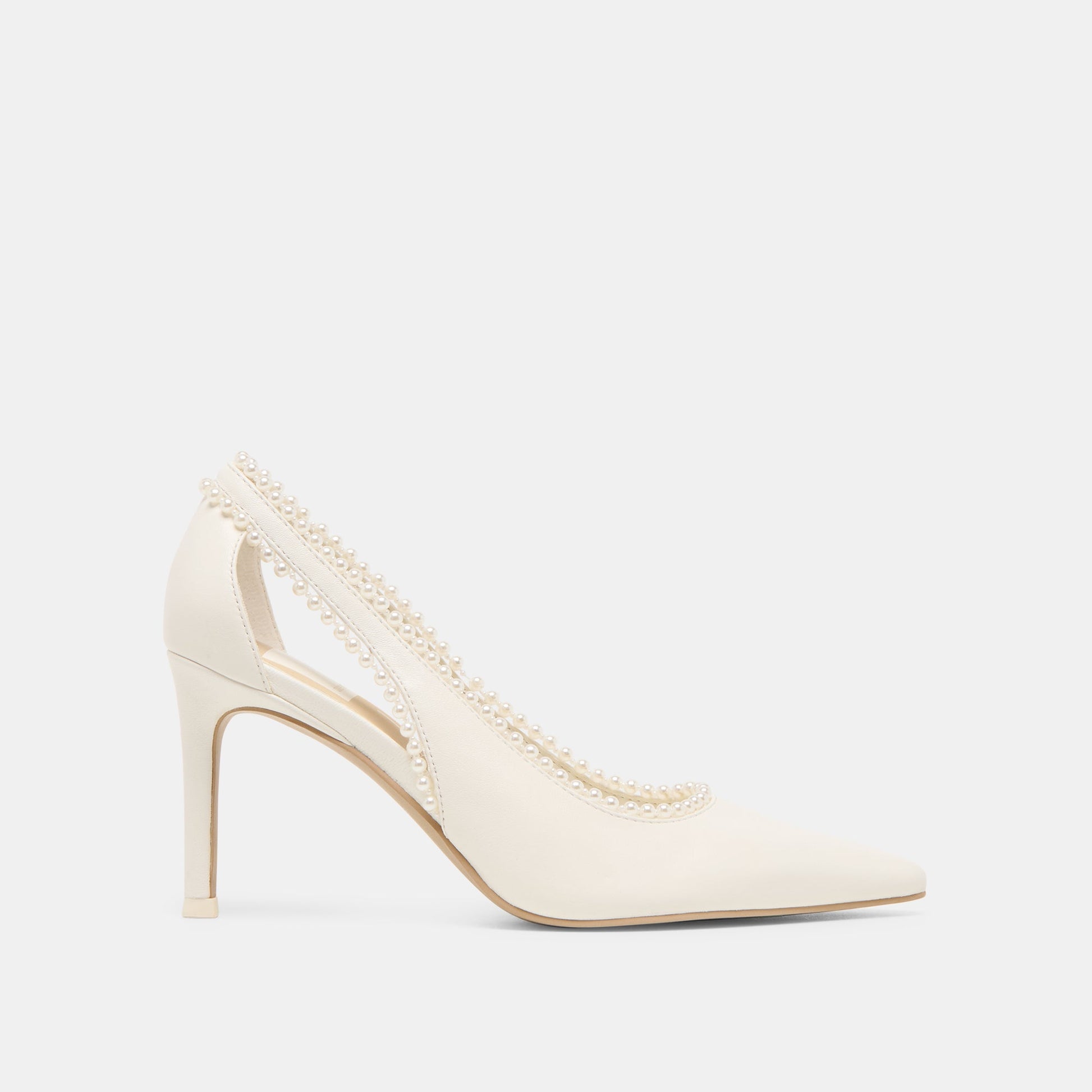 Kelson Pearl True White Leather Heels Dolce Vita