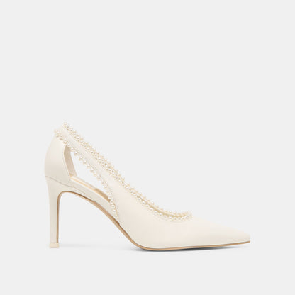Kelson Pearl True White Leather Heels Dolce Vita