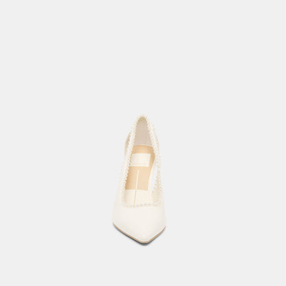 Kelson Pearl True White Leather Heels Dolce Vita