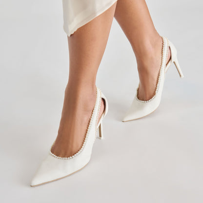 Kelson Pearl True White Leather Heels Dolce Vita