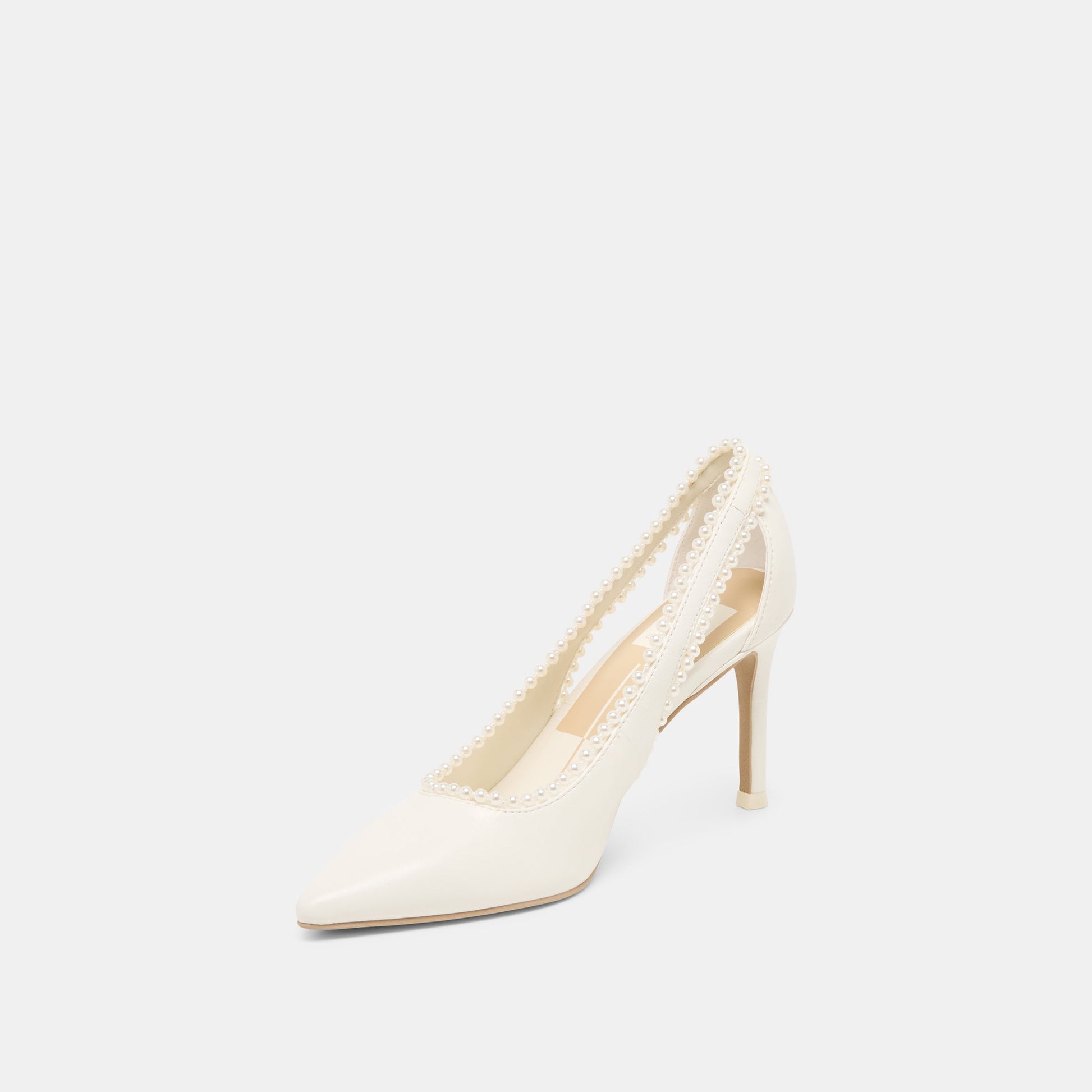Kelson Pearl True White Leather Heels Dolce Vita