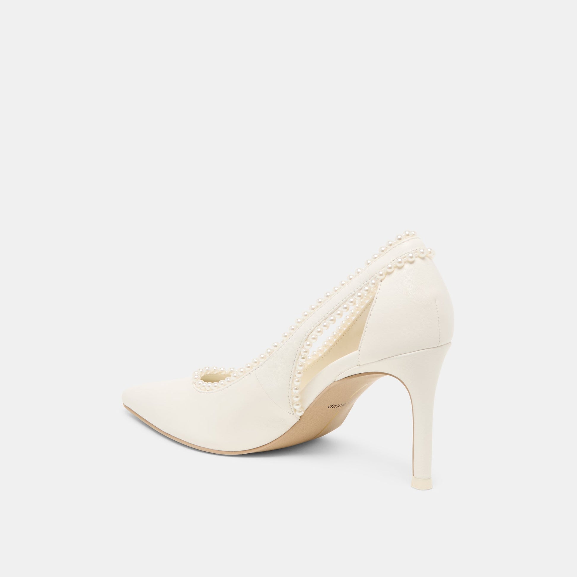 Kelson Pearl True White Leather Heels Dolce Vita