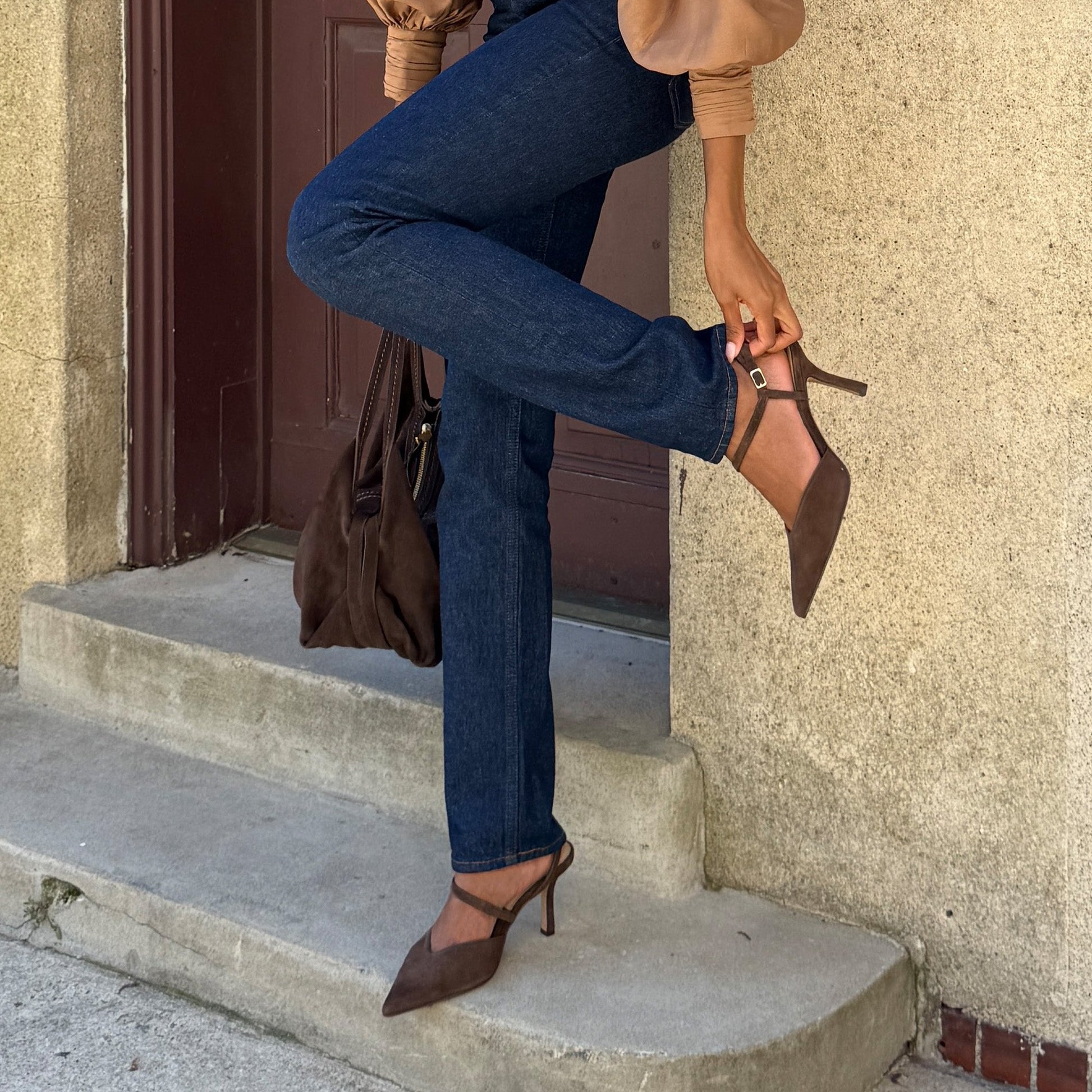 Kamra Dk Brown Suede Heels Dolce Vita