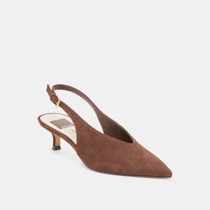 Alenna Dk Brown Suede Heels Dolce Vita